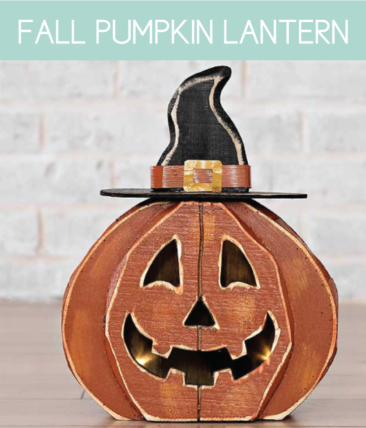pumpkin-shaped wooden lantern