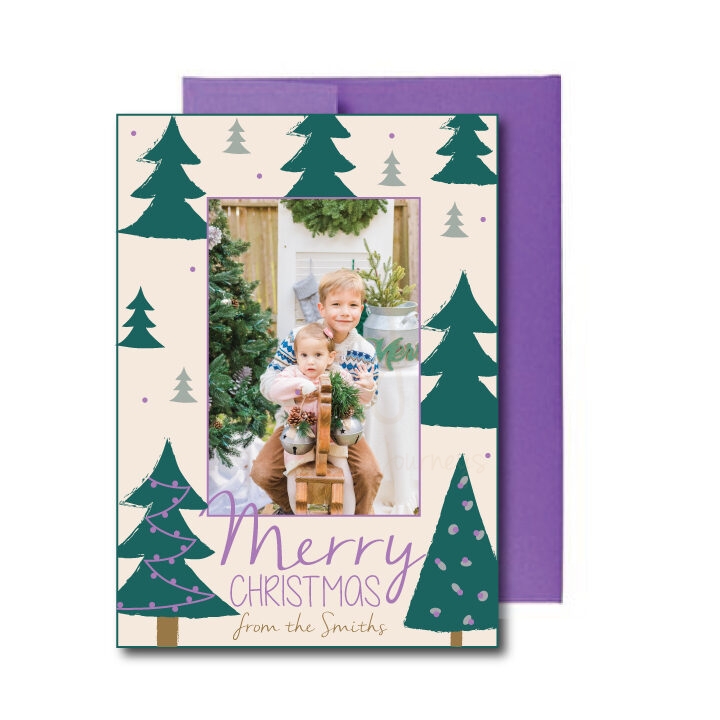 Purple and Teal Christmas Photo Card