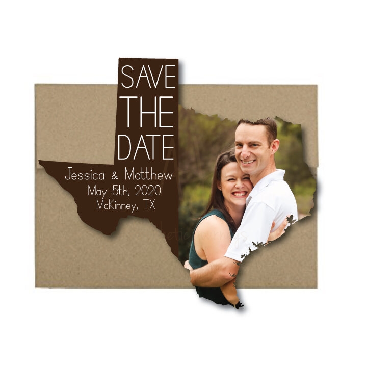 fun state-shaped save the date
