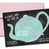 Tea Party Invitation with Envelopes | Printed Birthday Invites and Color Envelopes | Custom Colors Available