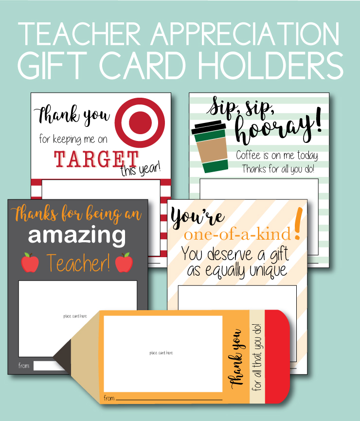 gift cards for teachers on a teal background