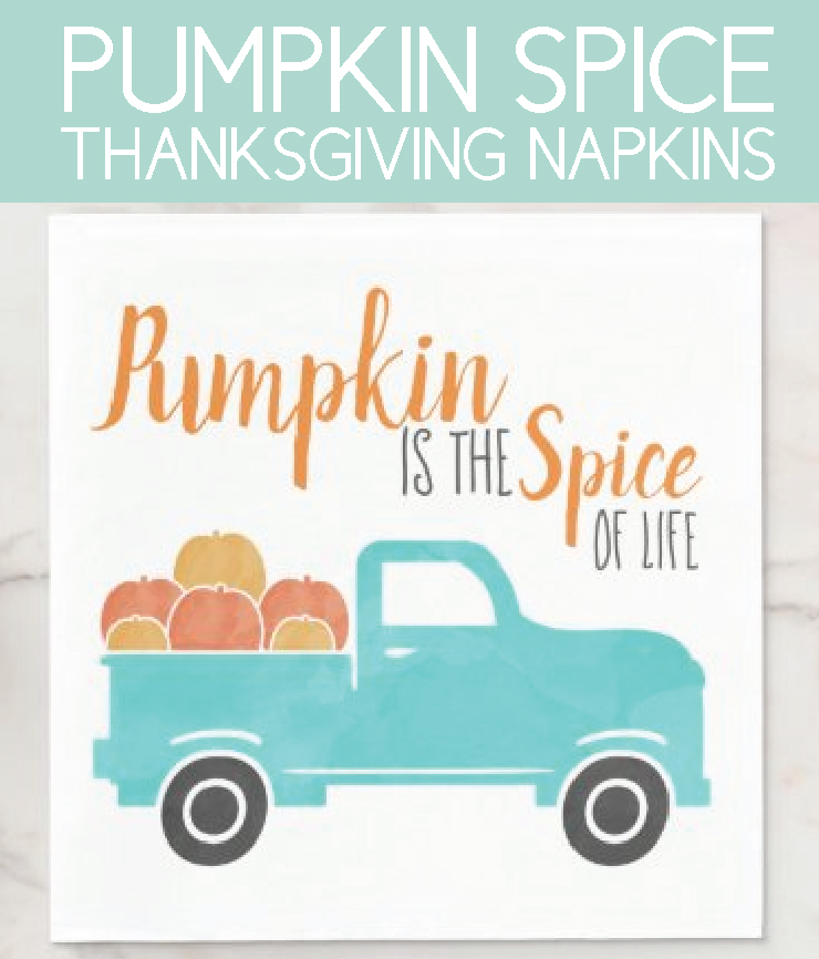 easy thanksgiving decor: pumpkin themed napkins