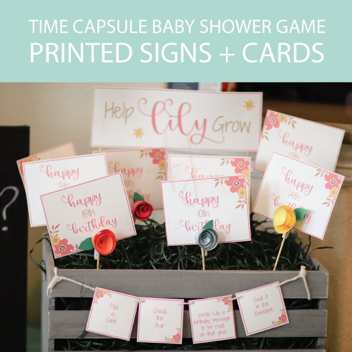time capsule birthday game in floral theme