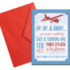 Travel Themed Party Invitation with Envelopes | Printed Birthday Invites and Color Envelopes | Custom Colors Available