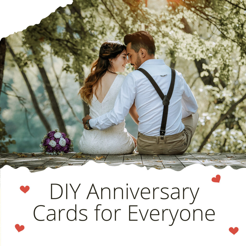 diy anniversary cards with couple on wedding day