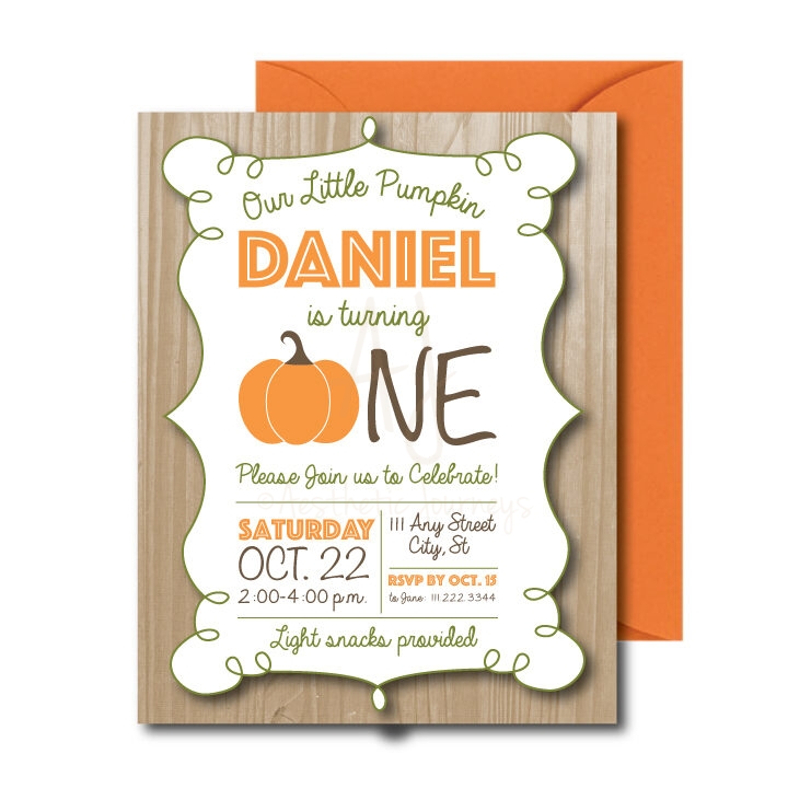 Wooden Pumpkin Party Invite